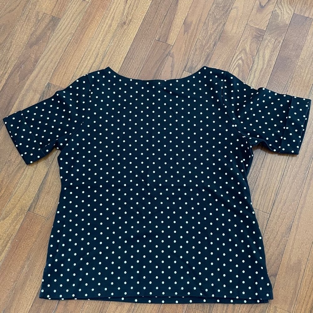 Karen Scott Black White Polka Dot Top Size Large - Picture 2 of 16